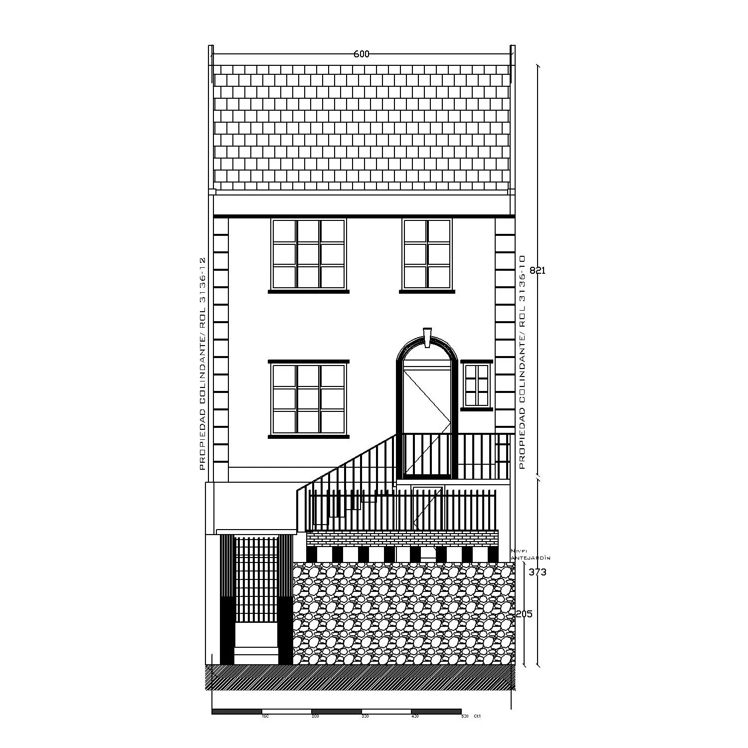 Elevación norte casa Población Caja de la Marina Mercante