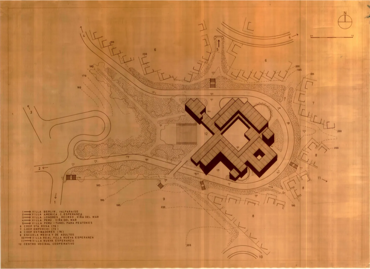 Plano del anteproyecto del Centro Comunal 1965