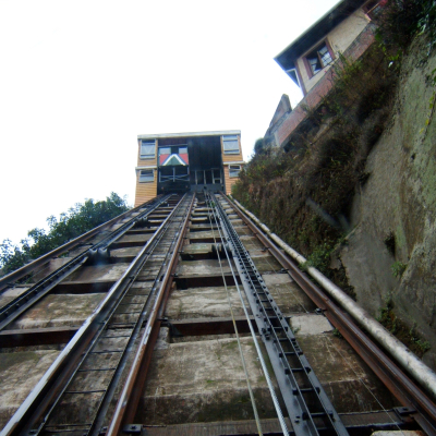 Vista a los rieles del Ascensor Reina Victoria