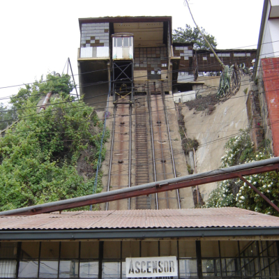 Vista desde la estación baja hacia arriba del Ascensor Hospital Van Buren